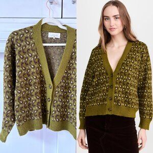 THE GREAT Green Paisley Alpaca Cardigan – Size S